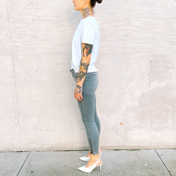 MADEWELL/Preowned Women’s Zip Ankle Mid Rise Skinny Stretch Jeans Grey Size 26 - Picture 5 of 11